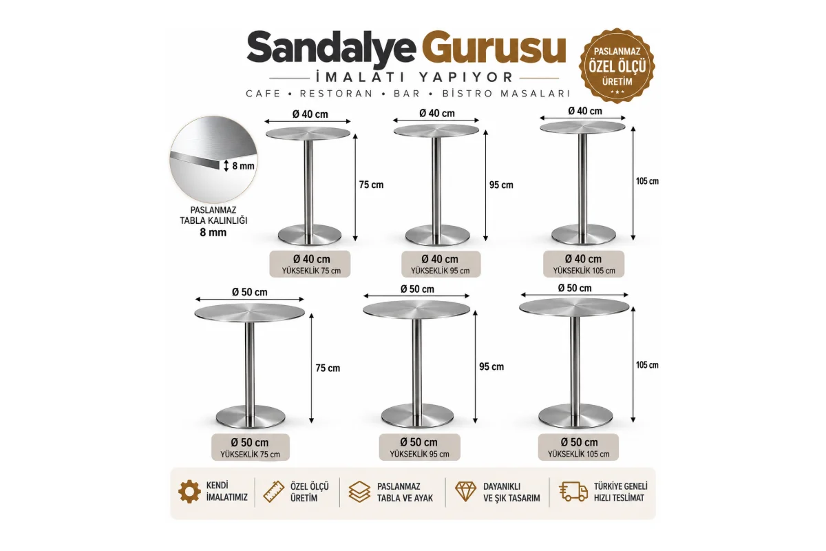 تصنيع وأسعار موديلات طاولات الاستانلس | Sandalye Gurusu