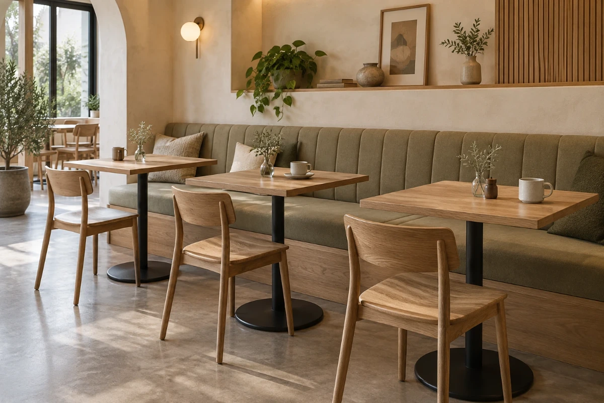 Sedir Önünde Cafe Masası: Oturma, Kalkış ve Servis Erişimi