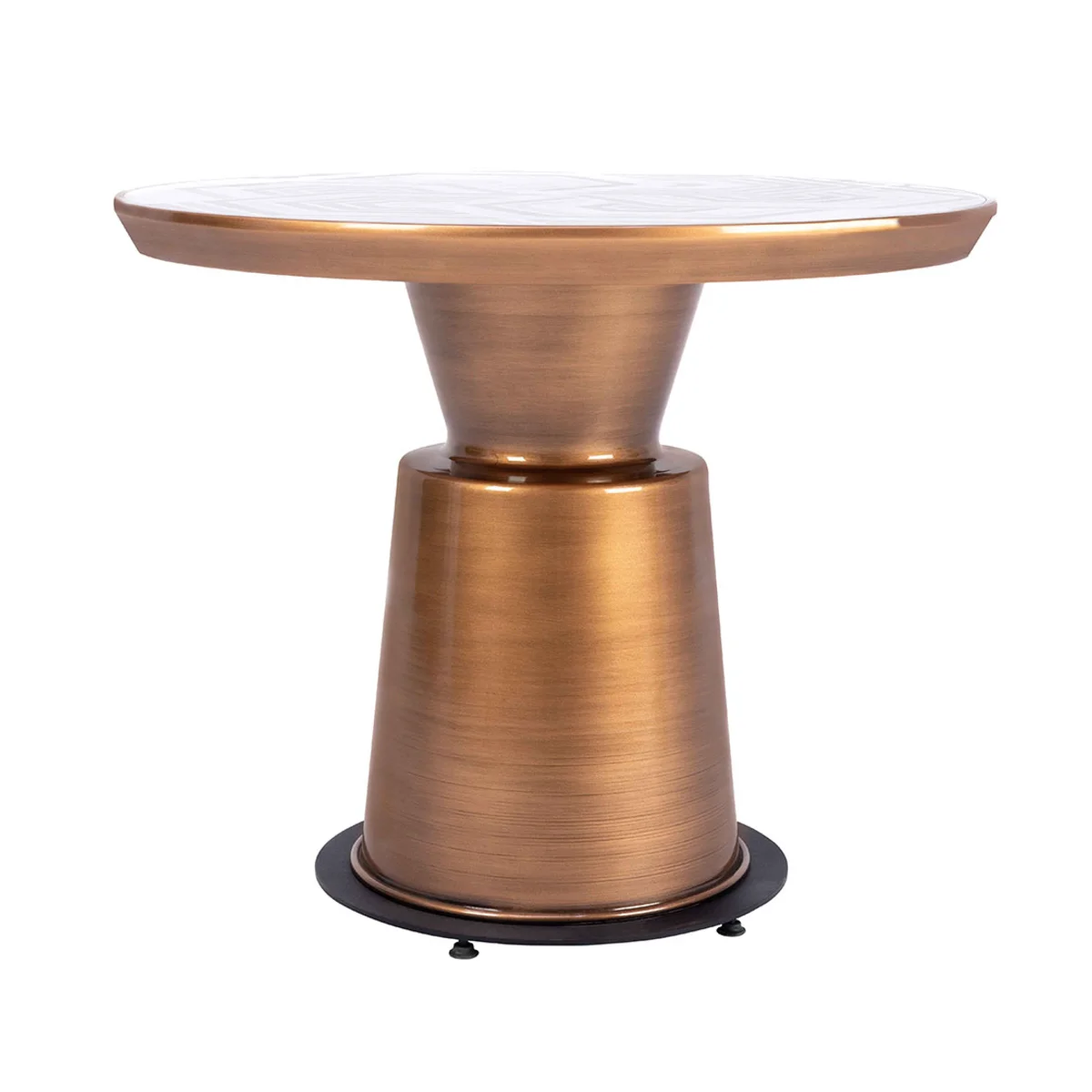Roz Metal Ayaklı Modern Yuvarlak Cafe Restoran Masası