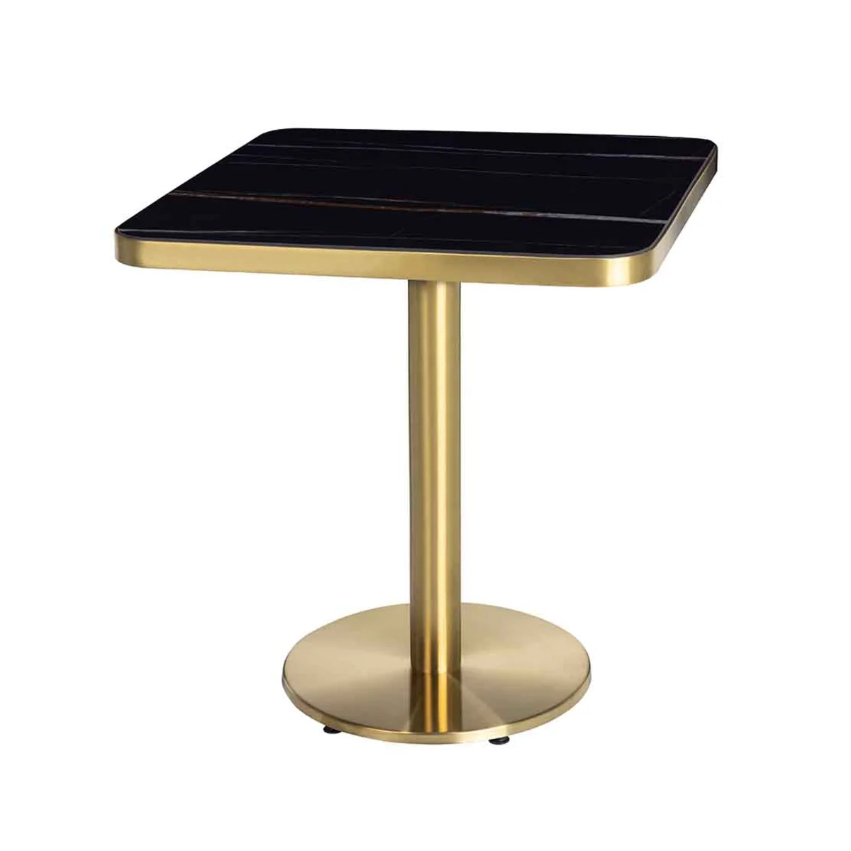 Siyah Tablalı Gold Metal Ayaklı Kare Cafe Restoran Masası